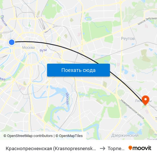 Краснопресненская (Krasnopresnenskaya) to Торпедо map