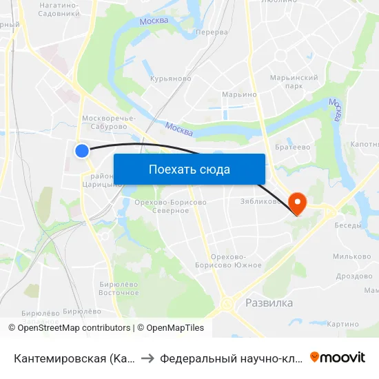 Кантемировская (Kantemirovskaya) to Федеральный научно-клинический центр map