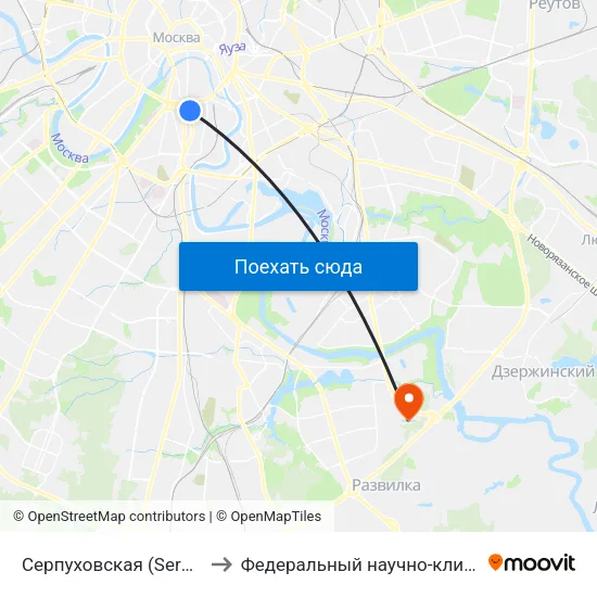 Серпуховская (Serpukhovskaya) to Федеральный научно-клинический центр map