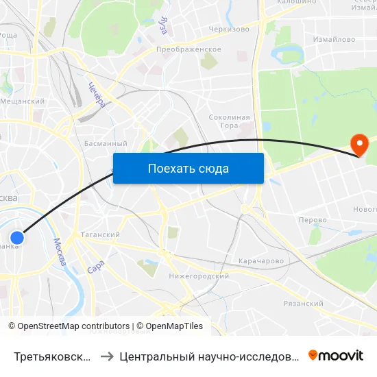 Третьяковская (Tretyakovskaya) to Центральный научно-исследовательский институт гастроэнтерологии map