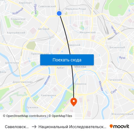 Савеловская (Savelovskaya) to Национальный Исследовательский Университет Высшая Школа Экономики map