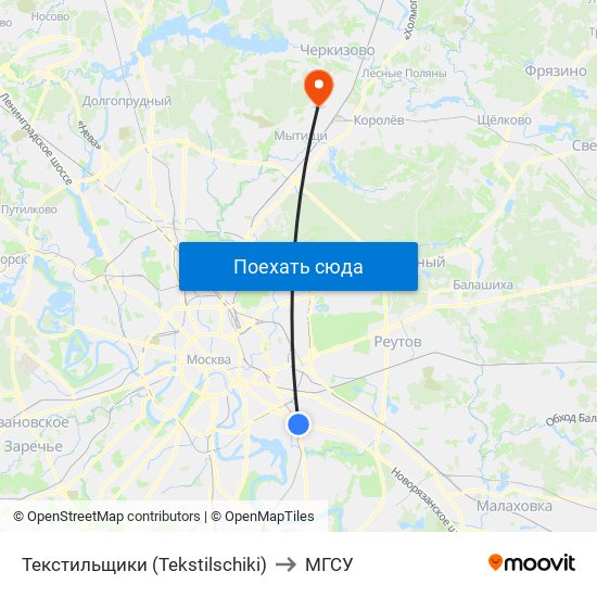 Текстильщики (Tekstilschiki) to МГСУ map