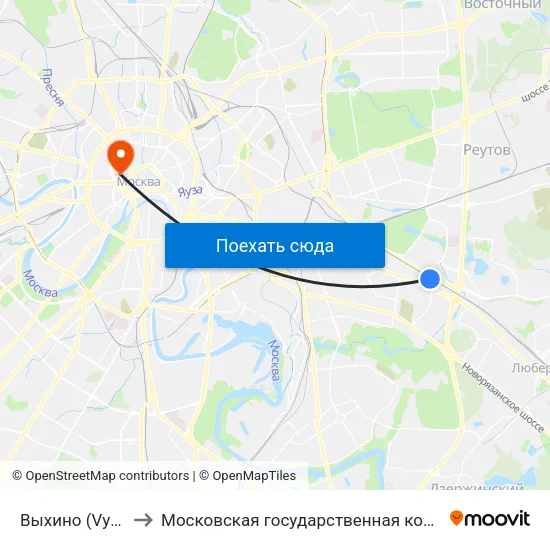 Выхино (Vykhino) to Московская государственная консерватория map