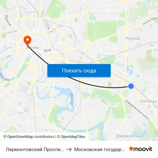 Лермонтовский Проспект (Lermontovsky Prospekt) to Московская государственная консерватория map