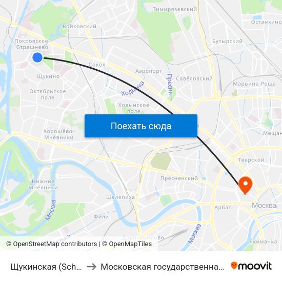 Щукинская (Schukinskaya) to Московская государственная консерватория map