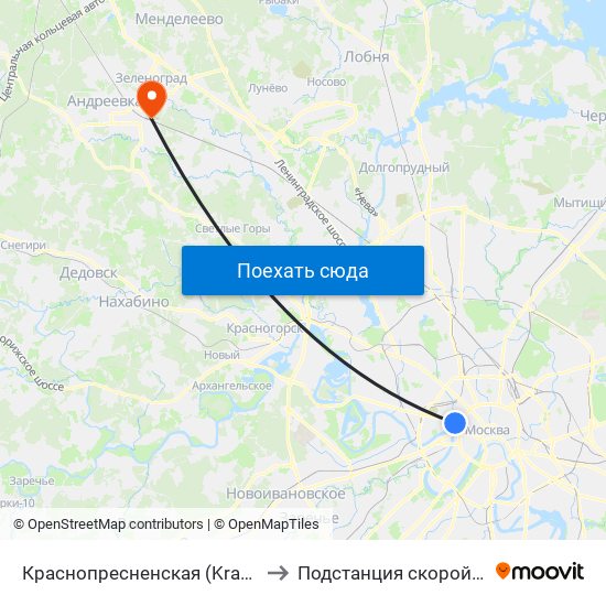 Краснопресненская (Krasnopresnenskaya) to Подстанция скорой помощи №27 map