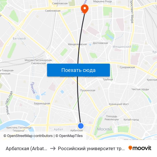 Арбатская (Arbatskaya) to Российский университет транспорта map