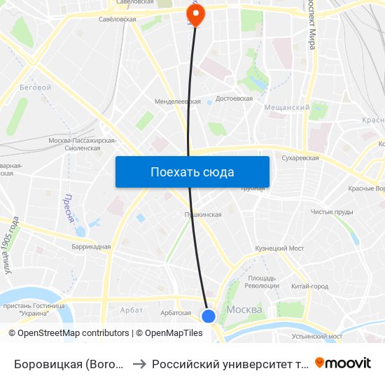 Боровицкая (Borovitskaya) to Российский университет транспорта map