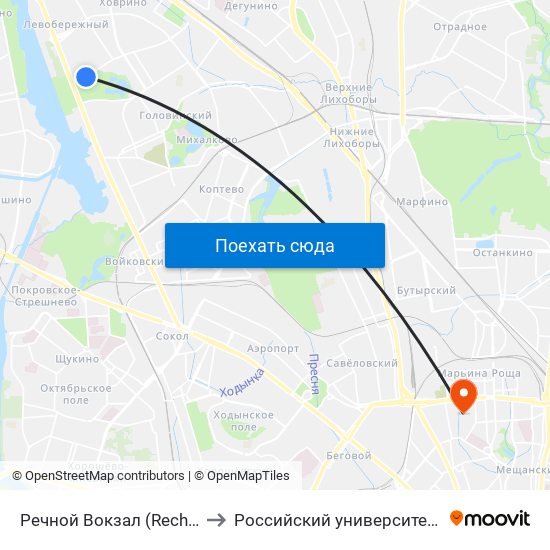 Речной Вокзал (Rechnoy Vokzal) to Российский университет транспорта map
