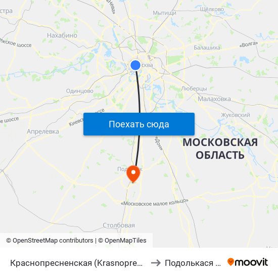 Краснопресненская (Krasnopresnenskaya) to Подолькася ГКБ 3 map