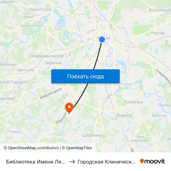 Библиотека Имени Ленина (Biblioteka Imeni Lenina) to Городская Клиническая больница 40 Коммунарка map