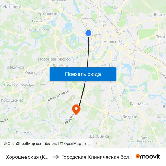 Хорошевская (Khoroshevskaya) to Городская Клиническая больница 40 Коммунарка map