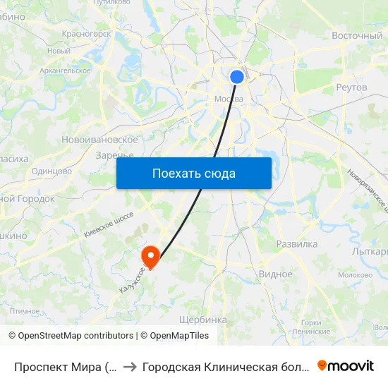 Проспект Мира (Prospekt Mira) to Городская Клиническая больница 40 Коммунарка map