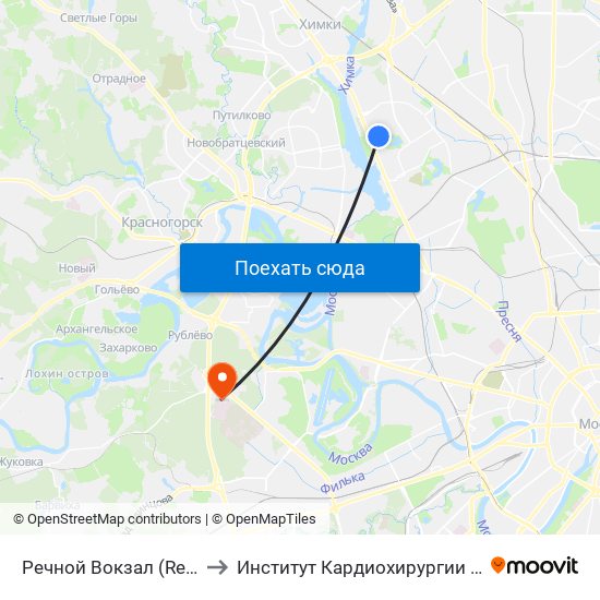 Речной Вокзал (Rechnoy Vokzal) to Институт Кардиохирургии им. Бураковского map