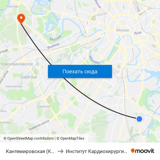 Кантемировская (Kantemirovskaya) to Институт Кардиохирургии им. Бураковского map