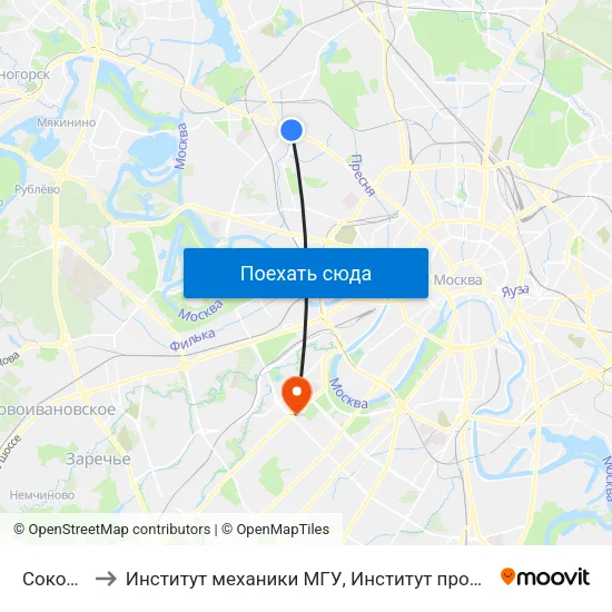 Сокол (Sokol) to Институт механики МГУ, Институт проблем информационной безопасности map