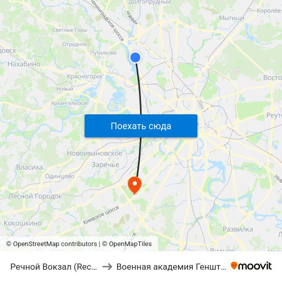 Речной Вокзал (Rechnoy Vokzal) to Военная академия Генштаба ВС России map