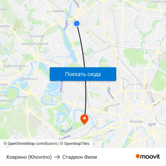 Ховрино (Khovrino) to Стадион Фили map