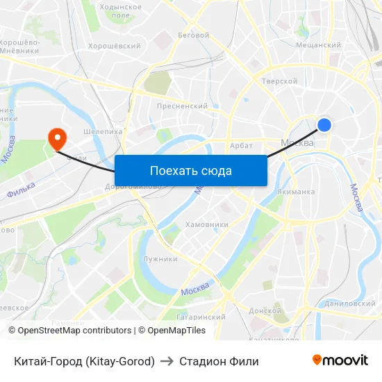 Китай-Город (Kitay-Gorod) to Стадион Фили map