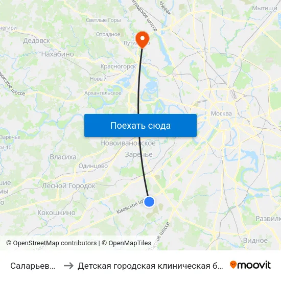 Саларьево (Salaryevo) to Детская городская клиническая больница имени З.А. Башляевой map