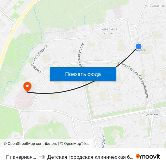 Планерная (Planernaya) to Детская городская клиническая больница имени З.А. Башляевой map