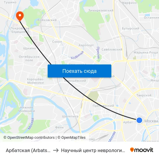Арбатская (Arbatskaya) to Научный центр неврологии РАМН map