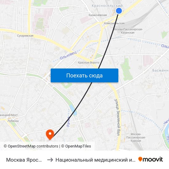 Москва Ярославская (Yaroslavsky Station) to Национальный медицинский исследовательский центр профилактической медицины map