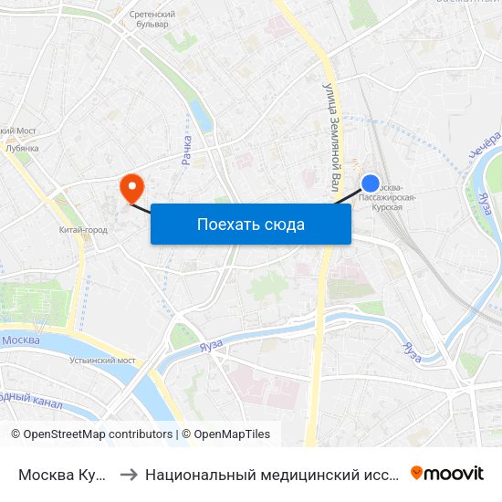 Москва Курская (Kursky Station) to Национальный медицинский исследовательский центр профилактической медицины map