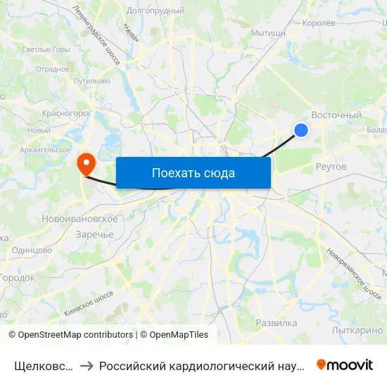 Щелковская (Schelkovskaya) to Российский кардиологический научно-производственный комплекс Минздравсоцразвития России map