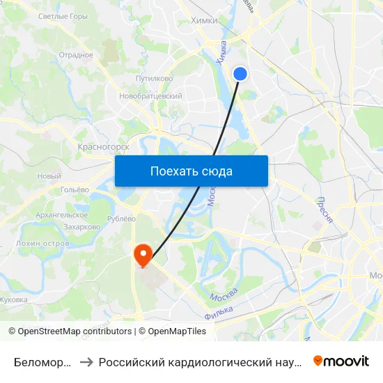 Беломорская (Belomorskaya) to Российский кардиологический научно-производственный комплекс Минздравсоцразвития России map