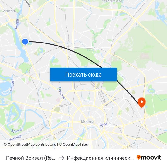 Речной Вокзал (Rechnoy Vokzal) to Инфекционная клиническая больница № 2 map