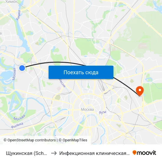 Щукинская (Schukinskaya) to Инфекционная клиническая больница № 2 map