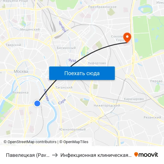 Павелецкая (Paveletskaya) to Инфекционная клиническая больница № 2 map