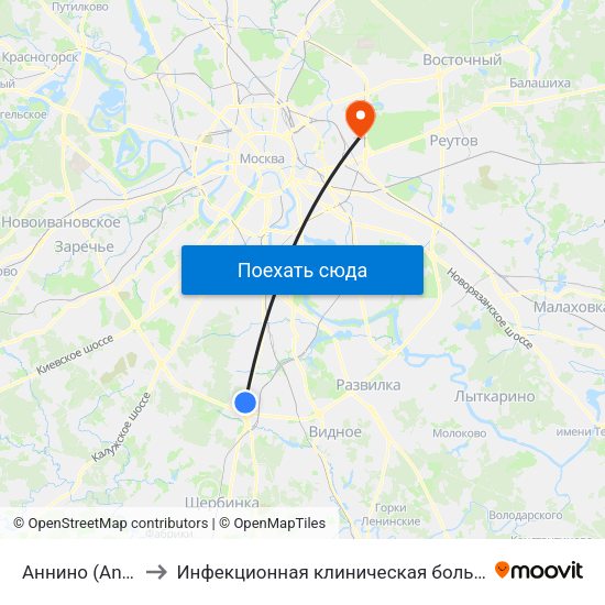 Аннино (Annino) to Инфекционная клиническая больница № 2 map