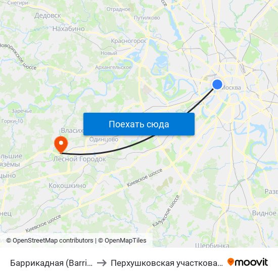 Баррикадная (Barrikadnaya) to Перхушковская участковая больница map