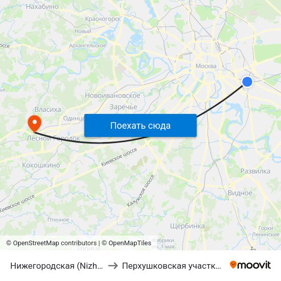 Нижегородская (Nizhegorodskaya) to Перхушковская участковая больница map