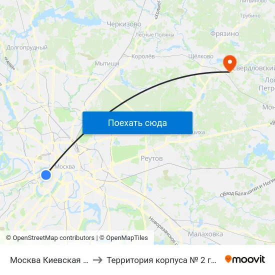 Москва Киевская (Kievsky Station) to Территория корпуса № 2 госпиталя им. Бурденко map