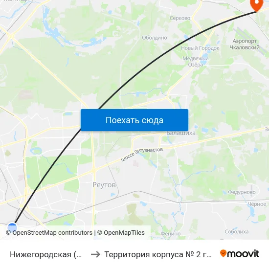 Нижегородская (Nizhegorodskaya) to Территория корпуса № 2 госпиталя им. Бурденко map