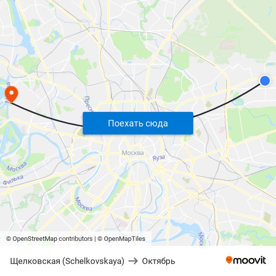 Щелковская (Schelkovskaya) to Октябрь map