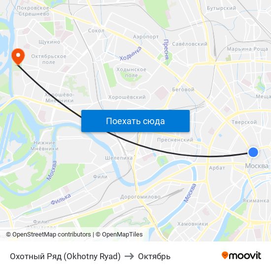 Охотный Ряд (Okhotny Ryad) to Октябрь map