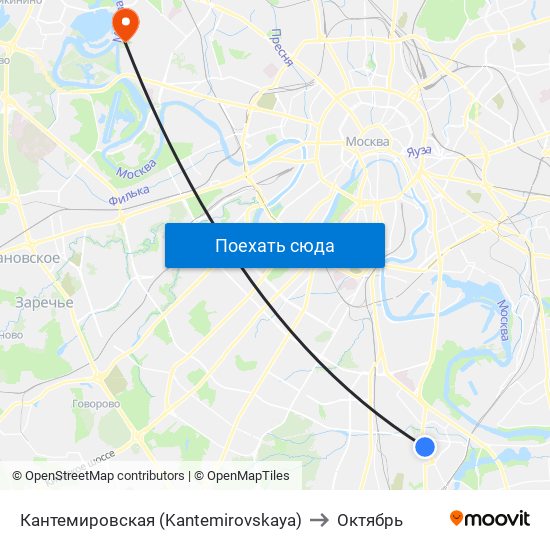 Кантемировская (Kantemirovskaya) to Октябрь map