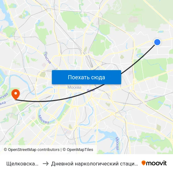 Щелковская (Schelkovskaya) to Дневной наркологический стационар Наркологического диспансера № 8 map
