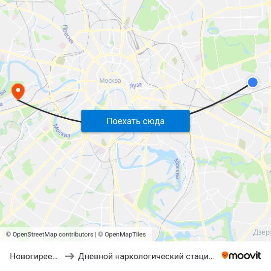 Новогиреево (Novogireevo) to Дневной наркологический стационар Наркологического диспансера № 8 map