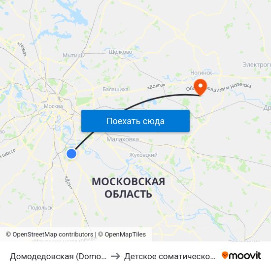 Домодедовская (Domodedovskaya) to Детское соматическое отделение map