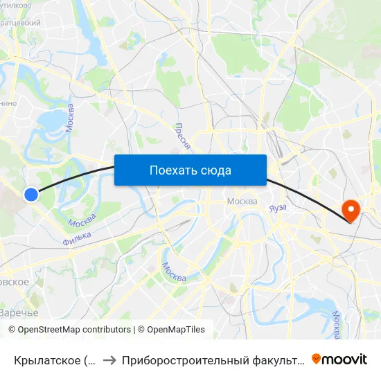 Крылатское (Krylatskoe) to Приборостроительный факультет МГТУ им. Баумана map