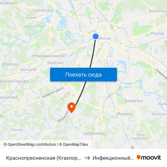 Краснопресненская (Krasnopresnenskaya) to Инфекционный корпус map