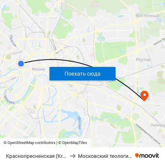 Краснопресненская (Krasnopresnenskaya) to Московский теологический институт map