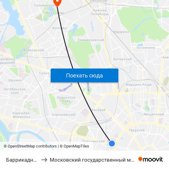 Баррикадная (Barrikadnaya) to Московский государственный медико-стоматологический университет map