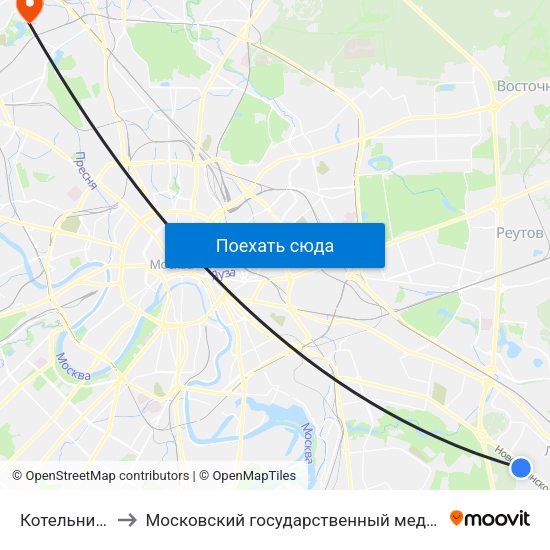 Котельники (Kotelniki) to Московский государственный медико-стоматологический университет map