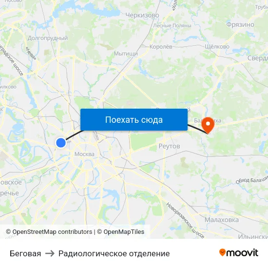 Беговая to Радиологическое отделение map